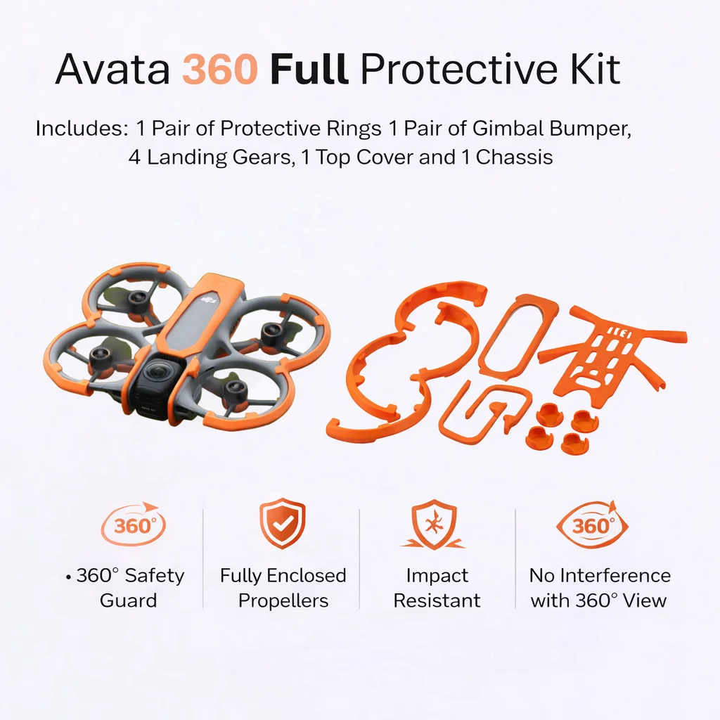 Kit di Protezione Completo Leggero per DJI Avata 360, Senza Blocco della Visione, Senza Interferenza Panoramica, Vestibilità Super Aderente, ABS 360 °   Armatura