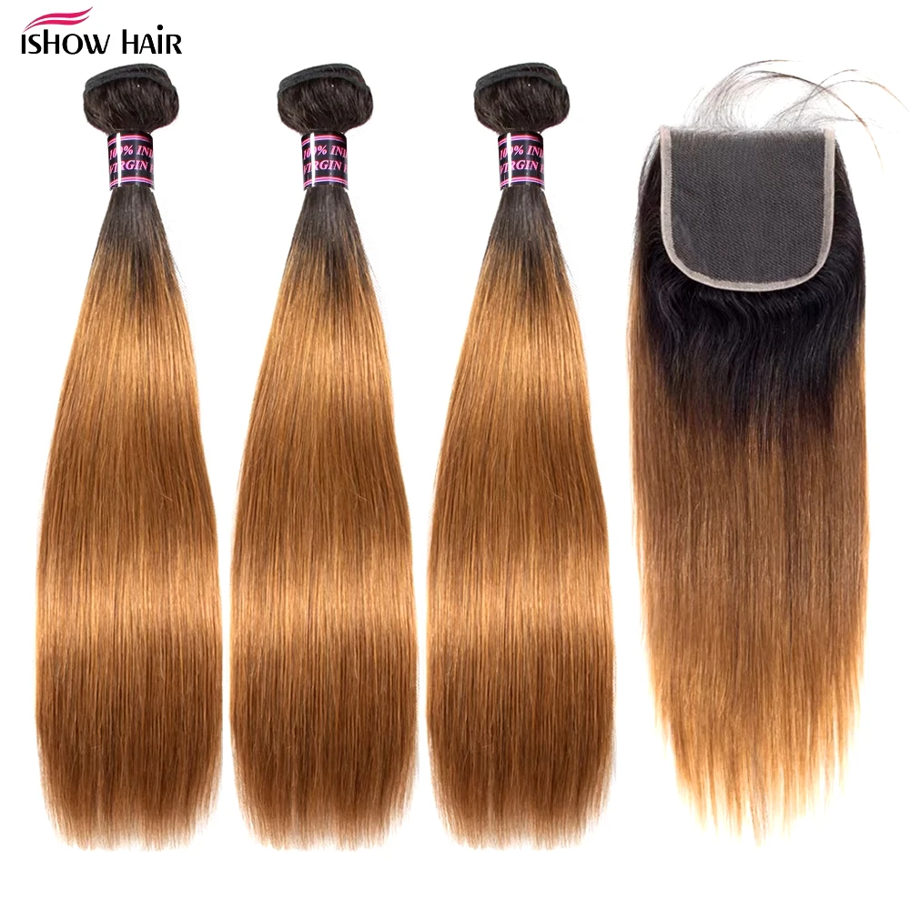 Extensiones de cabello humano liso con cierre 1B, 30 mechones con cierre de encaje transparente 4x4, extensiones de cabello humano Remy brasileño