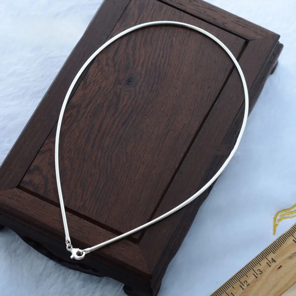 Elegante Einfache Choker Kragen Halskette Für Frauen Echt Reine 925 Sterling Silber Schmuck 16 18 20