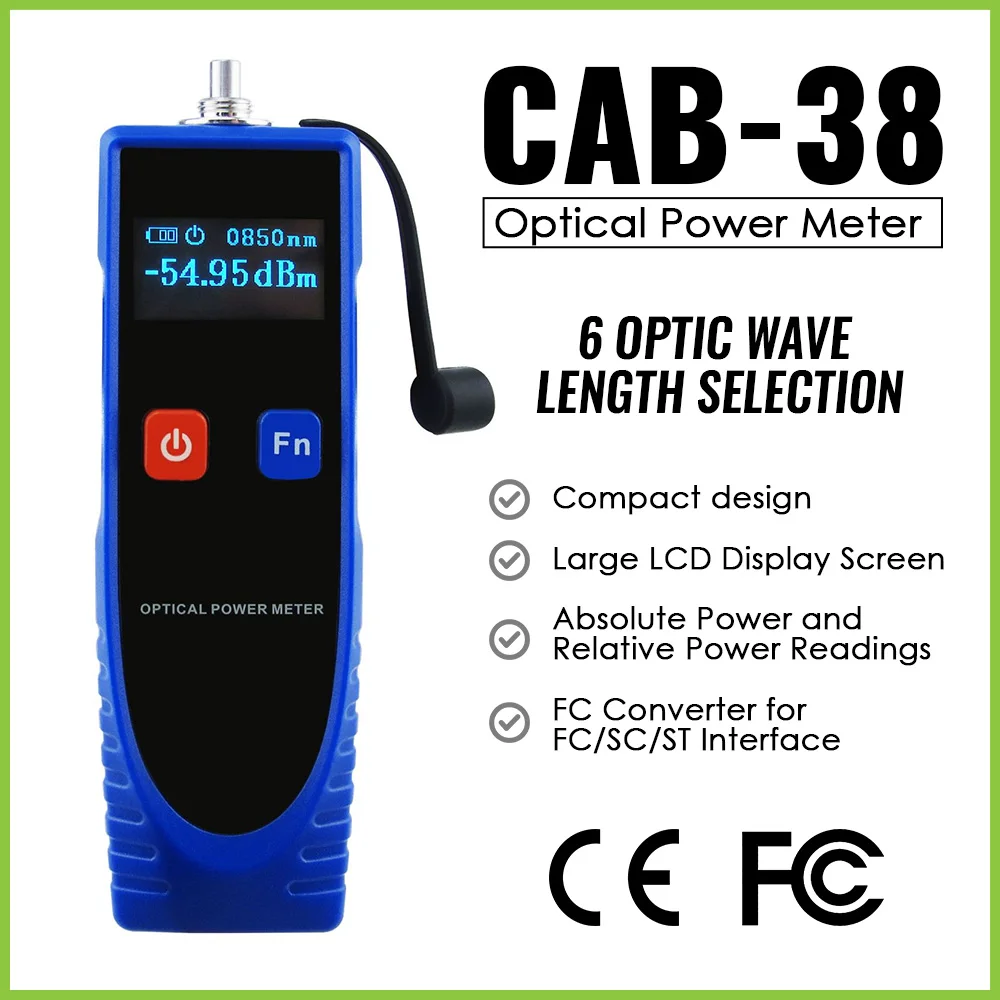 

Optical Power Fiber Optic Meter Cable Tester FC Converter -70 - 6dBm FC SC ST Interface 5 Languages 6 Optic Wave