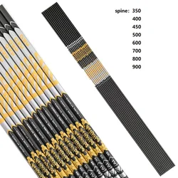 12PCS V1  Spine 350 400 450 500 600 700 800 900  Pure Carbon Arrow Shaft ID 4.2mm For Hunting And Shooting Outdoor Archery