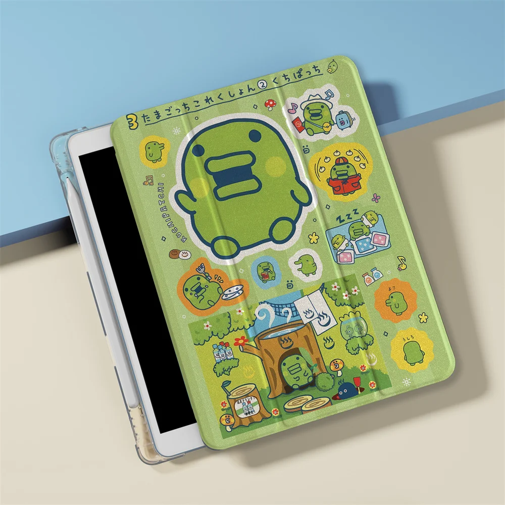 Urocze naklejki Kuchipatchi Tamagotchi, etui trójdzielne z funkcją automatycznego budzenia/usypiania do iPada 11" Air5 Air4 iPad10 10.9 9.7 Mini 6 5 4 — zdjęcie produktu 4