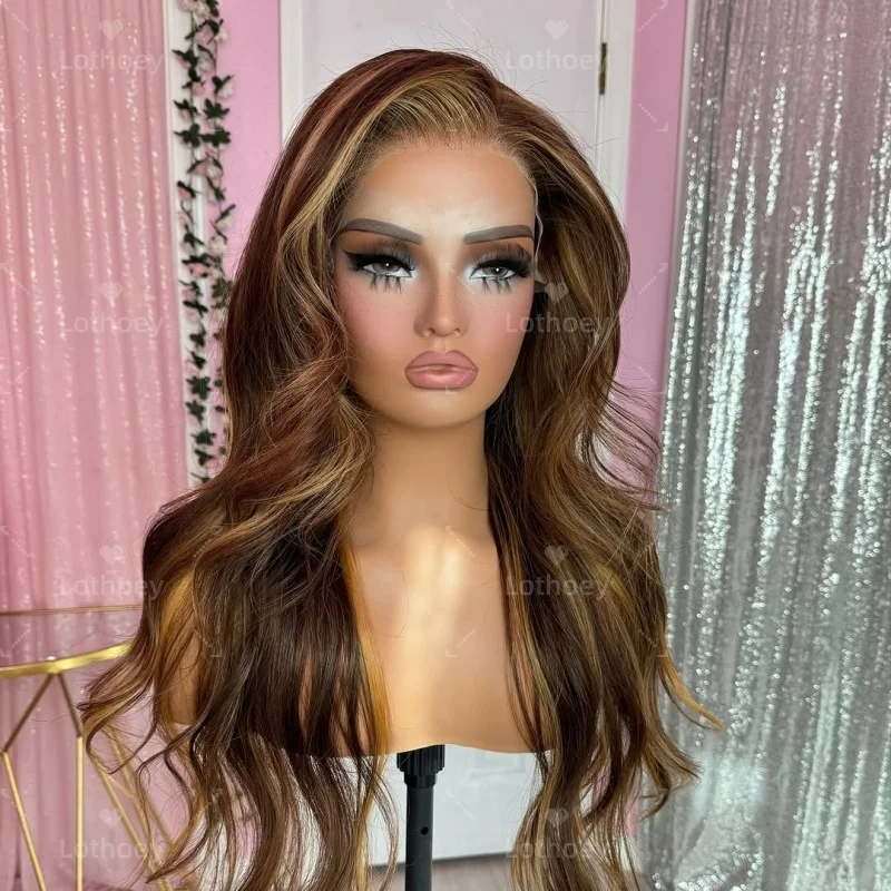 العسل البني الباروكات Omber الجسم موجة الشعر البشري الدانتيل الجبهة الباروكات للنساء 13X4 HD الدانتيل الشفاف شعر مستعار علوي السلس العصرية