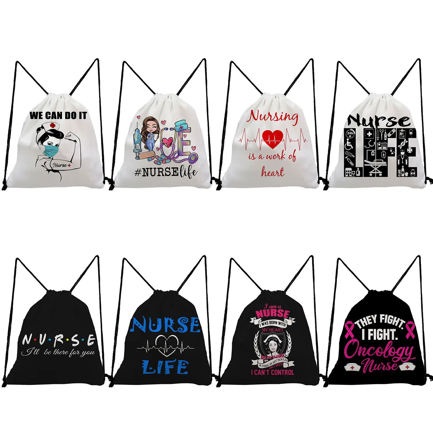 Drawstring Pocket Custom Nurse Letter Backpack for Students WE CAN DO IT Print Fashion Softback Bag High Quality Portable Travel