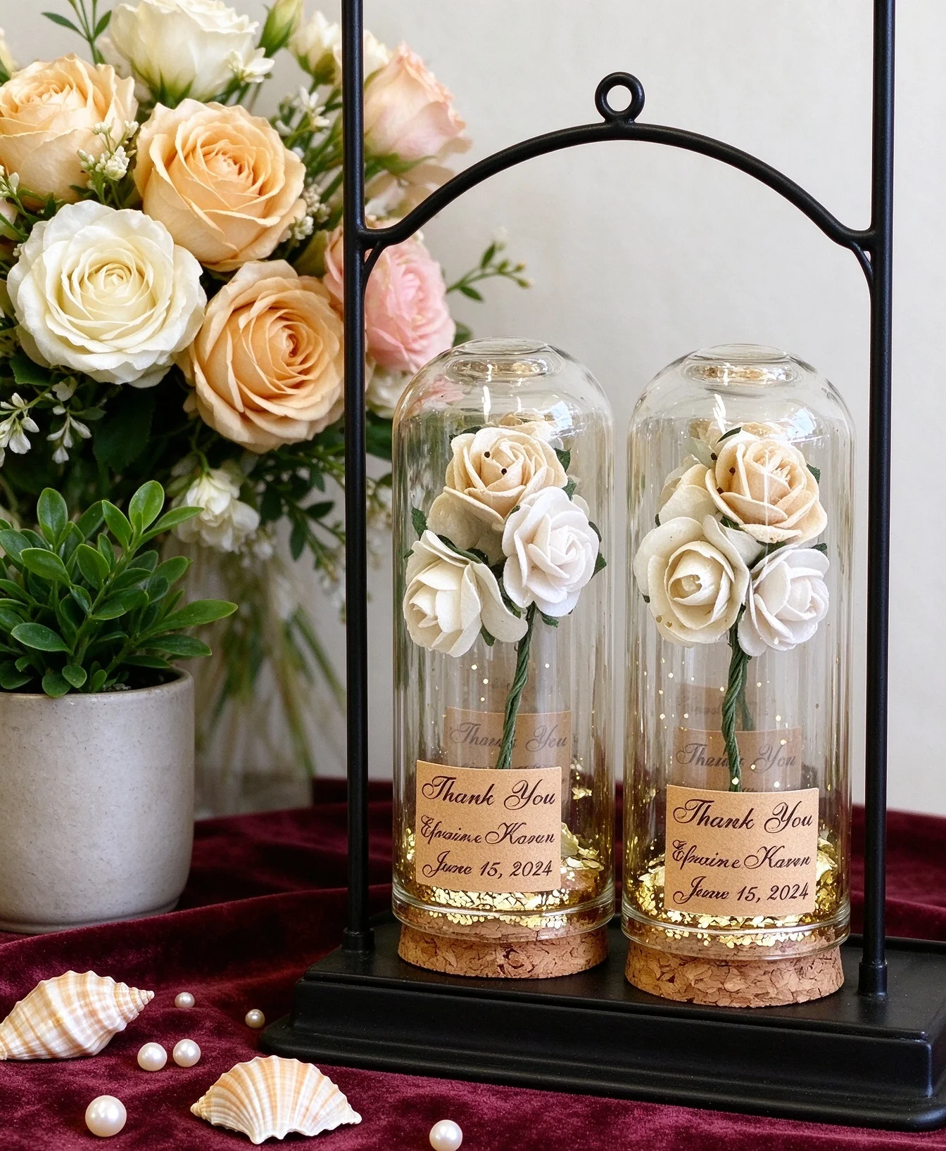 Personalized Glass Rose Dome Favors, Bulk Wedding & Bachelorette Favors for Guests, Custom Beauty and the Beast Thank You Gifts