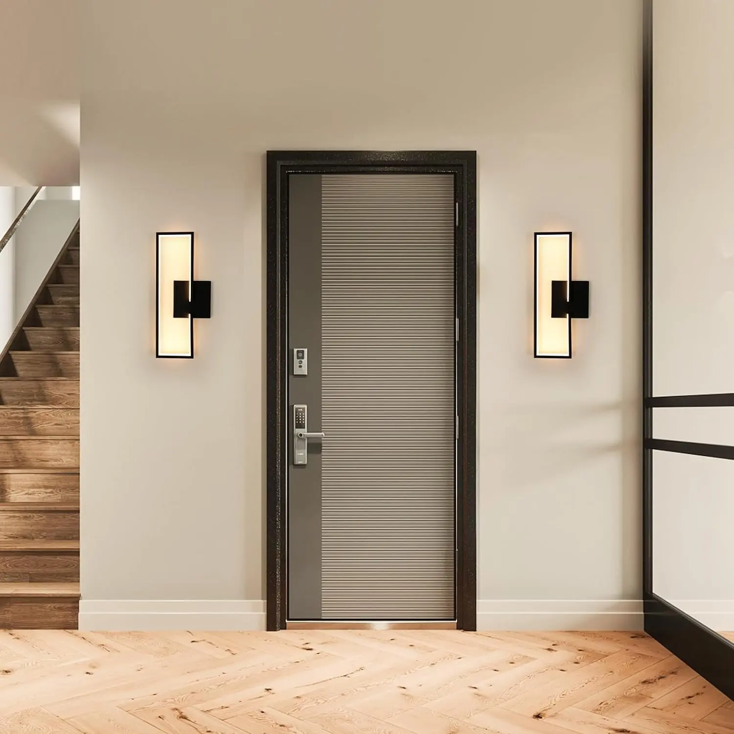 16 W Modern Acrylic Wall Lamp,Indoor LED Wall Light,Black Interior Wall Light for Corridor, Stairs,Warm White 3000K