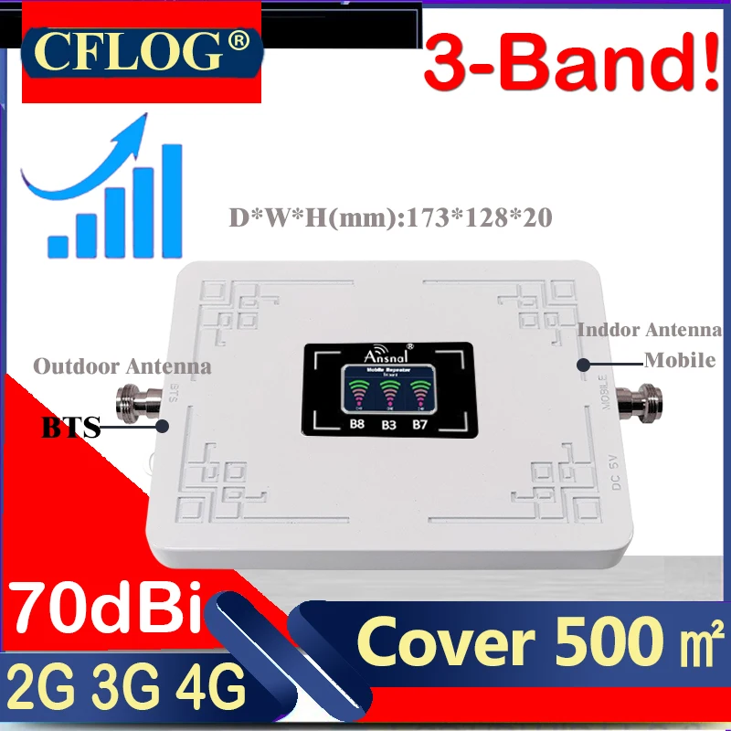 New!!! Tri Band Cellphone Signal Booster, B20, 800, 900, 1800, 2100, 2600MHz, 4G, GSM Repeater, 2G3G4G