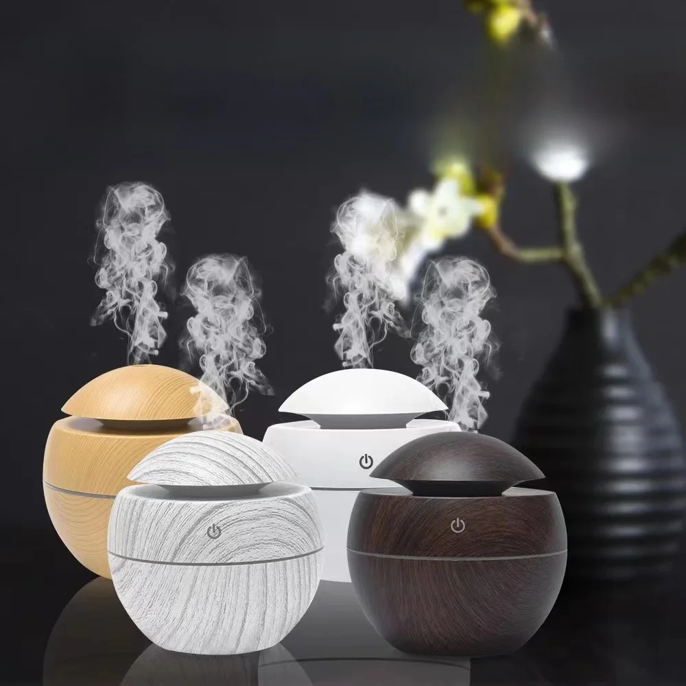 USB Ultrasonic Cool Mist Sprayer Essential Oil Fragrance Mini Home Wood Grain Air Humidifier Electric Air Aroma Diffuser Purifie