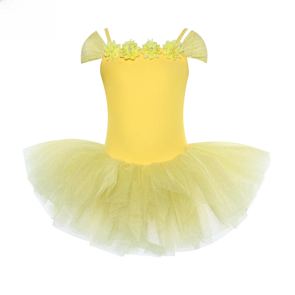Nieuwe Kids Bloem Ballet Party Dance Wear Meisjes Ballerina Kant Danskostuum voor Peuter Kinderen - afbeelding 2