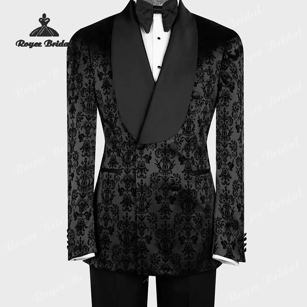

Floral Two Piece Double Breasted Men's Suit Wedding 2026 Shawl Collar Formal Evening Business Suit costume homme mariage