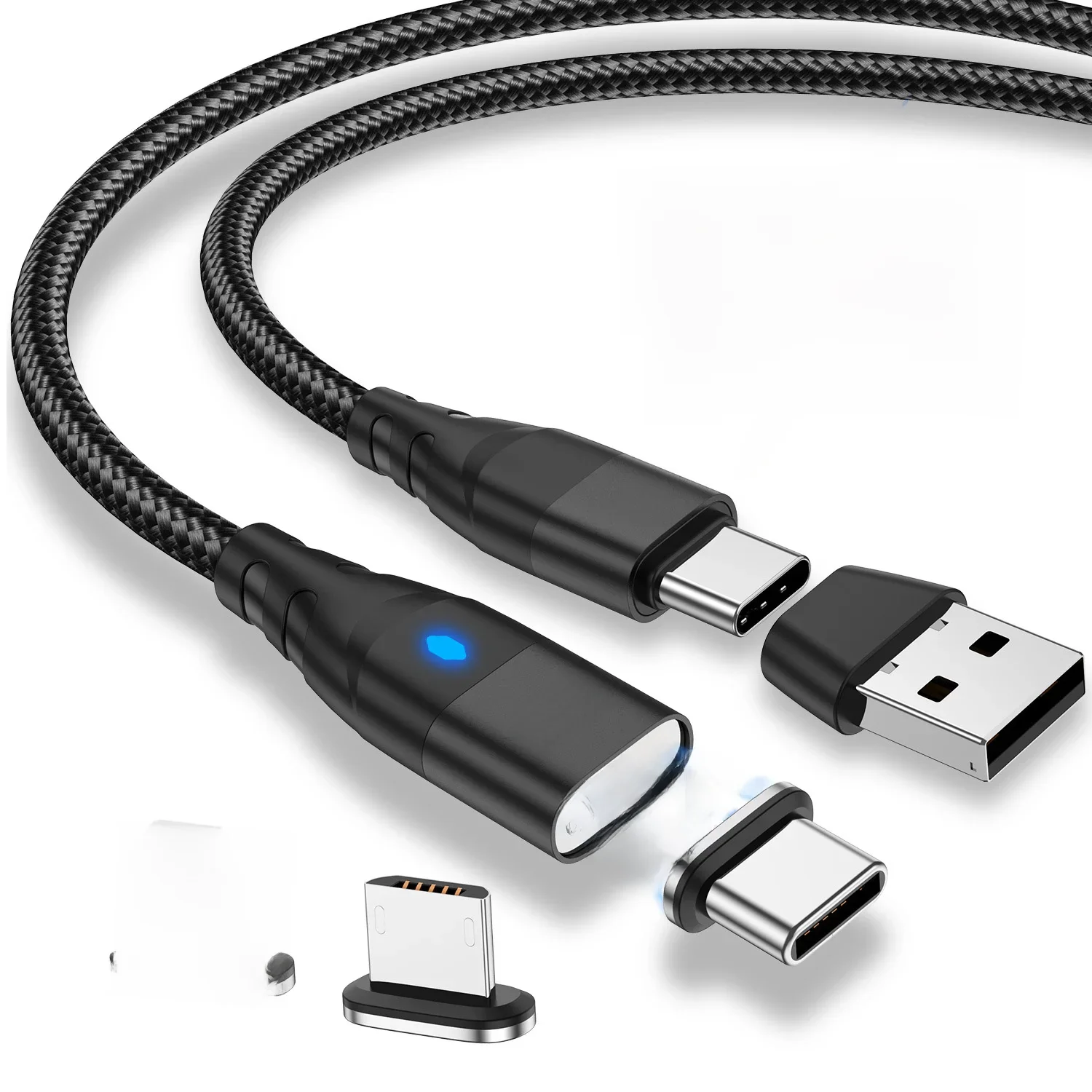 60W magnetische kabel Snel opladen USB C naar Type C Micro magnetisch datakabel voor iPhone Samsung magneetoplader Draad USB A-adapter - afbeelding 2