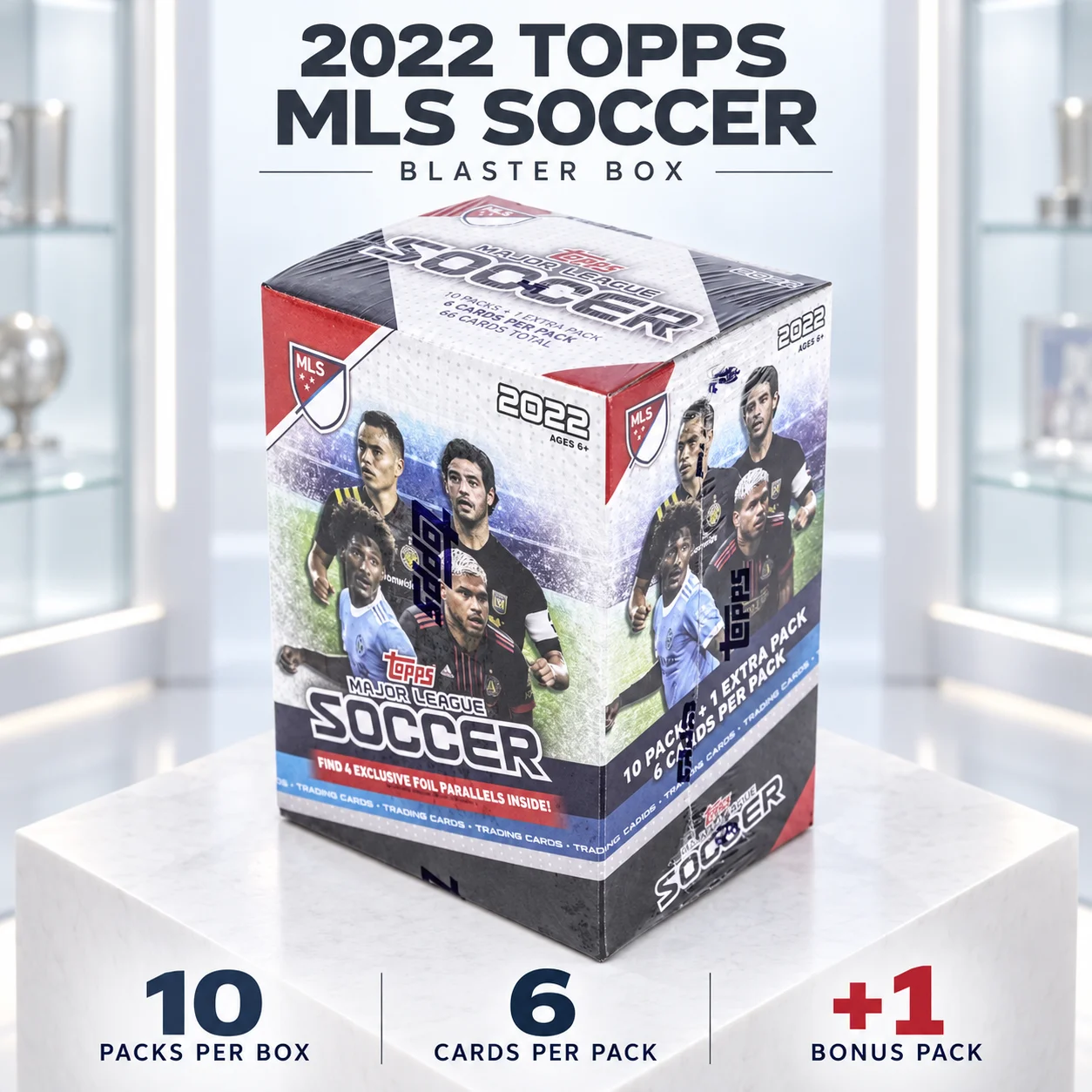 2022 Topps US Pro Soccer Blaster Box, 10 Packs Per Box, 6 Cards Per Pack Plus 1 Bonus Pack, Sports Trading Cards for American Soccer Fans and Soccer Hobby Collections