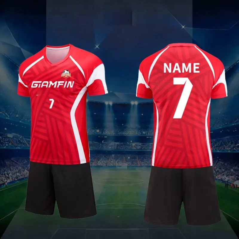 Adult Kids Soccer Jersey Men Football Uniform Set 2PCS Jersey + Shorts Custom Team Logo Name Number Sportswear