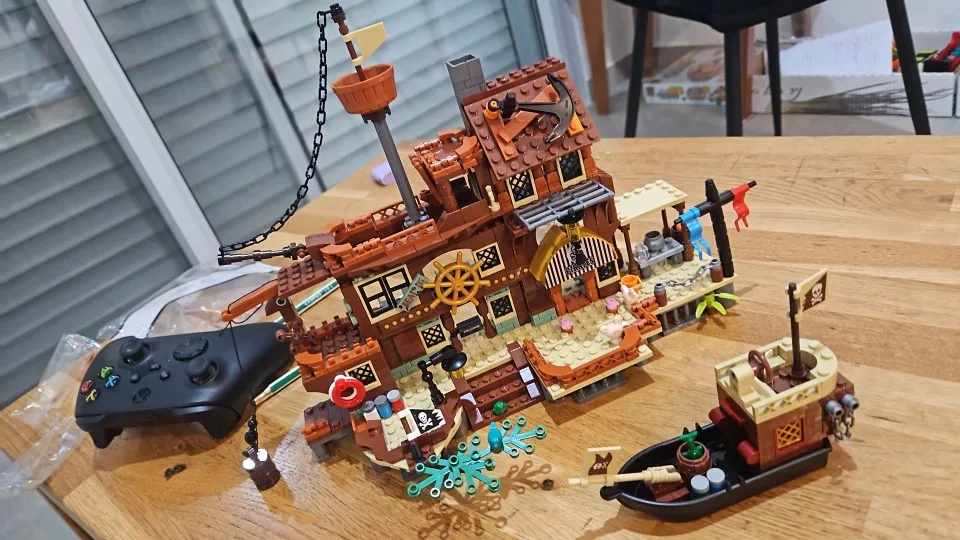 RiceBlock Island Storm Pirate Wharf Building Brick Set | Fortress, Ship & Adventure Scene