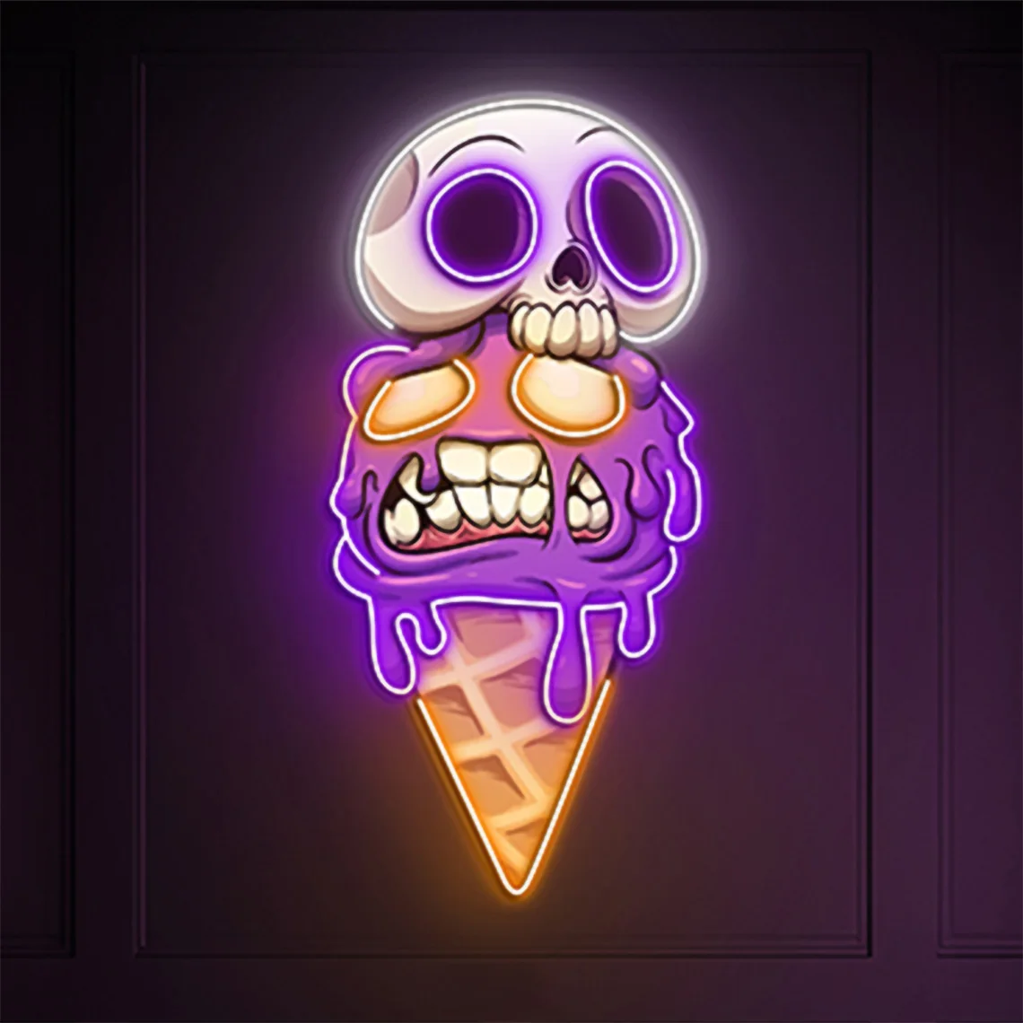 

Skull Ice Cream Neon Sign UV Print Skull Ice Cream Art Neon Ice Cream Shop Wall Decor Home Cafe Drink Bar Decor Hanging Decor