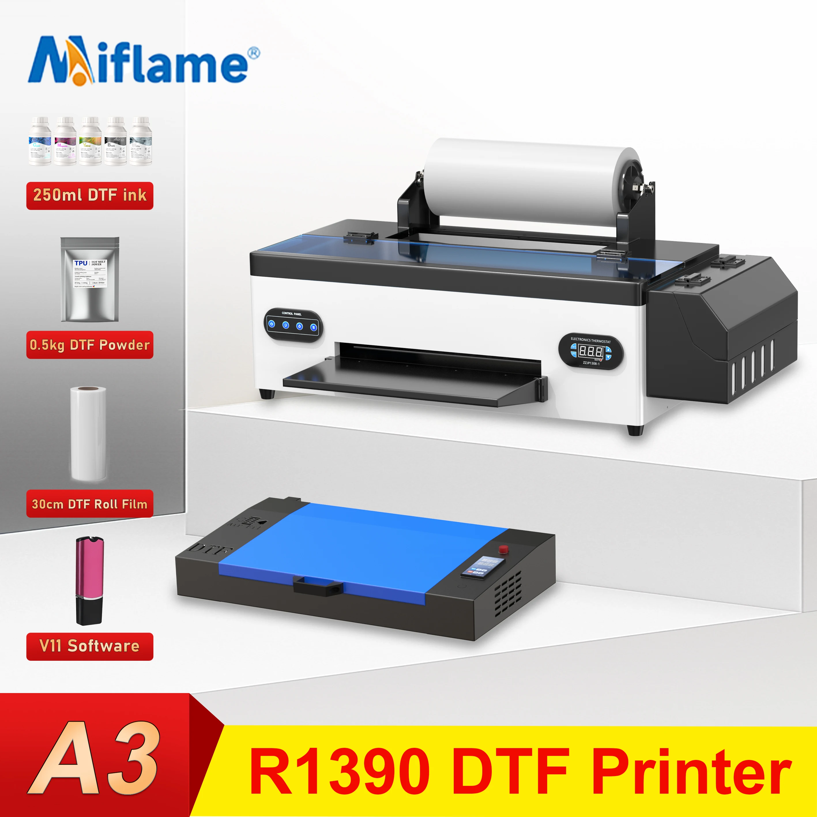 

A3 DTF Printer For Epson R1390 Directly to Film Transfer Printer impresora dtf a3 For Textile Hoodies T shirt Printing Machine