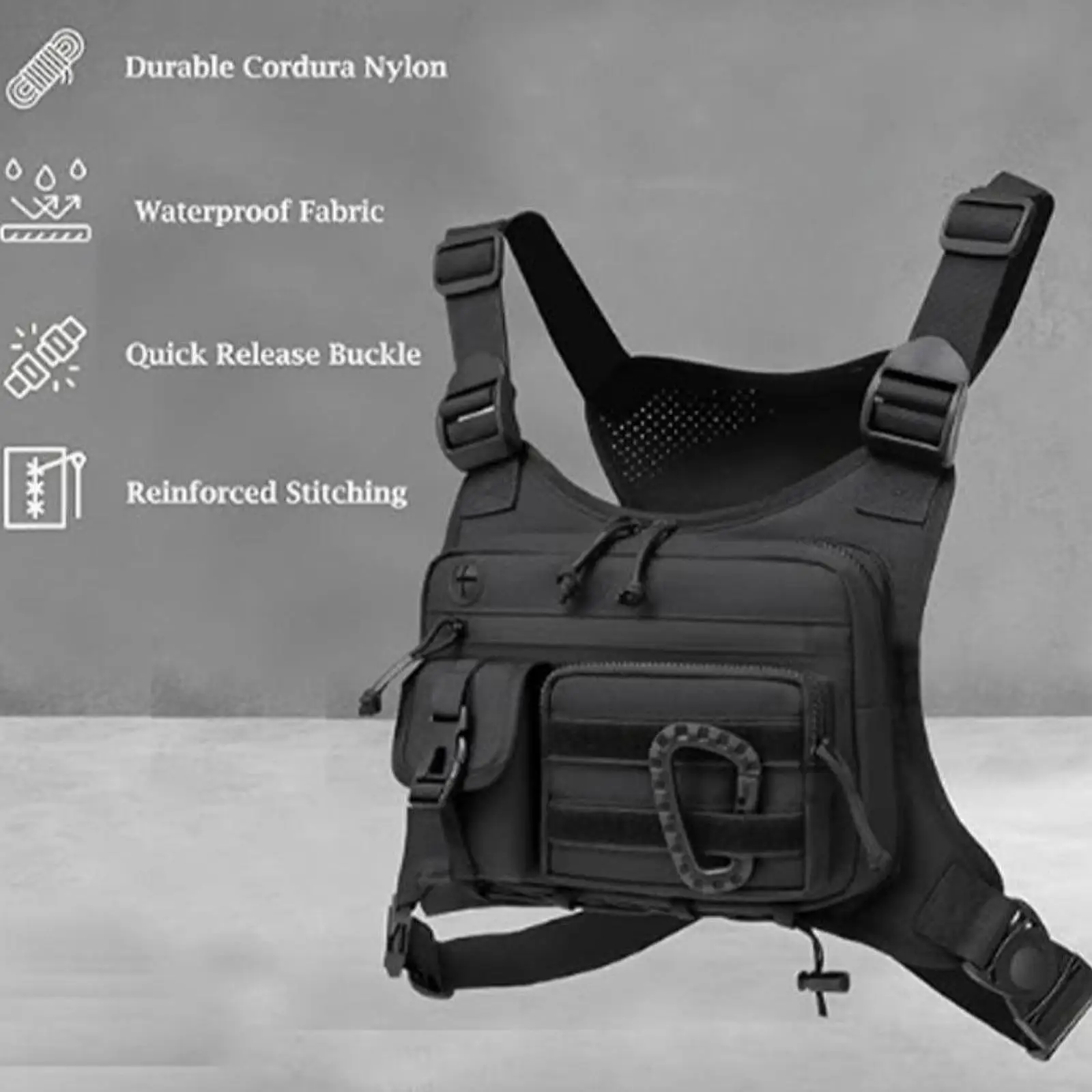 

Men Women Chest Rig Bag Modern Fanny Pack Multifunctional Adjustable Strap Bag for Running Fishing Traveling Lightweight Outdoor