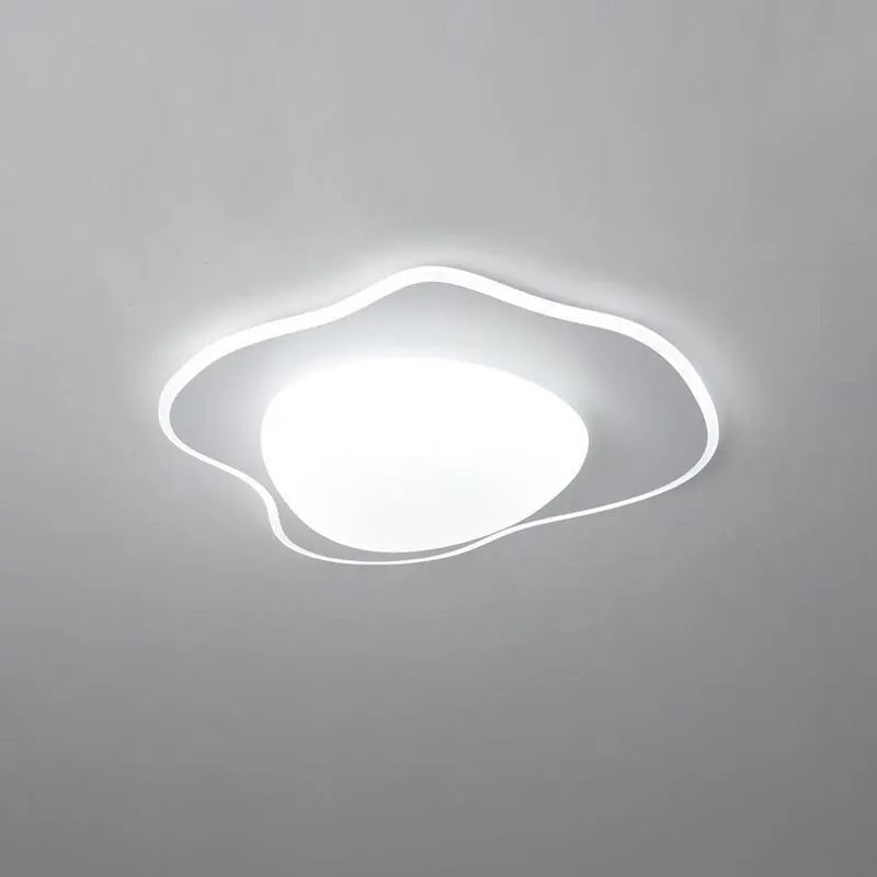 Plafonnier LED en Fer Blanc et Acrylique au Design Minimaliste Moderne, Luminaire de Plafond à Intensité Réglable, Idéal pour un Salon ou une Chambre à Coucher