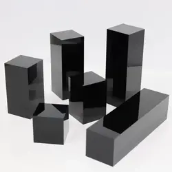 Acrylic Square Display Block Acrylic Cube Black Polished Acrylic Jewelry Display Stand Ring Showcase Display Holder for Figures