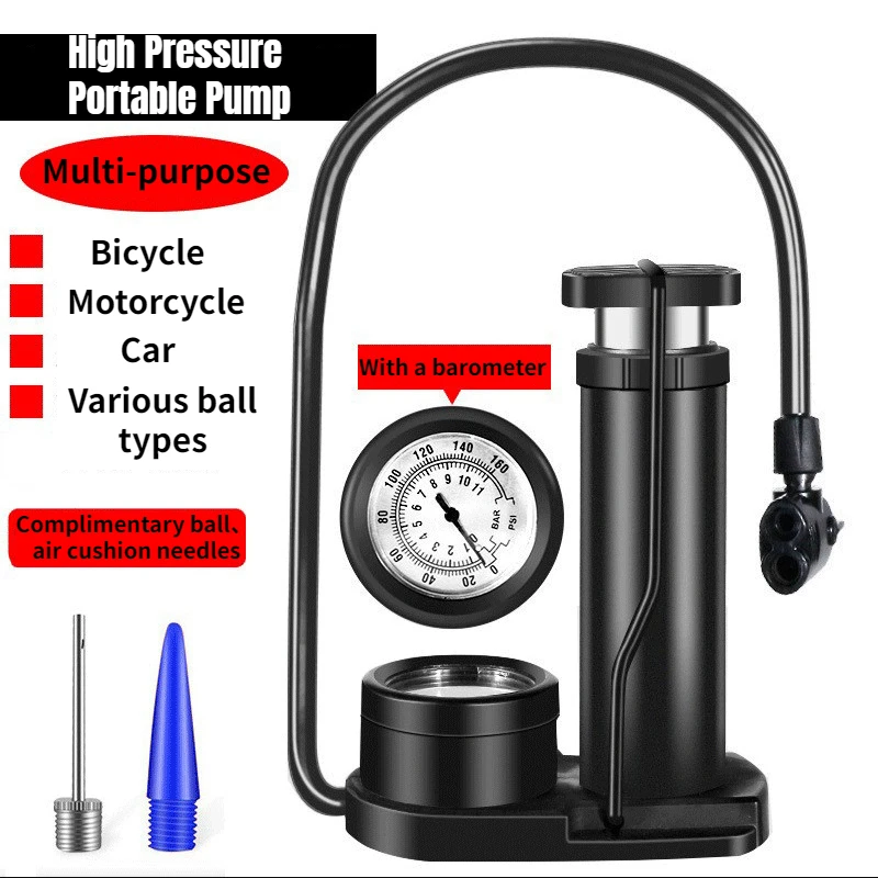 

Portable Motorcycle Air Pump Mini Barometer Motorbike Air Pump Schrader Presta Valve Motorcycle Pumps