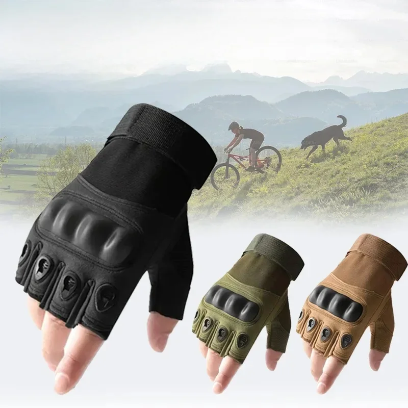 AliExpress 1Pair Motorcycle gloves Tactical Fingerless Gloves for Men - Ideal for Outdoor Sports, Shooting, Hunting, Airsoft, and Cycling