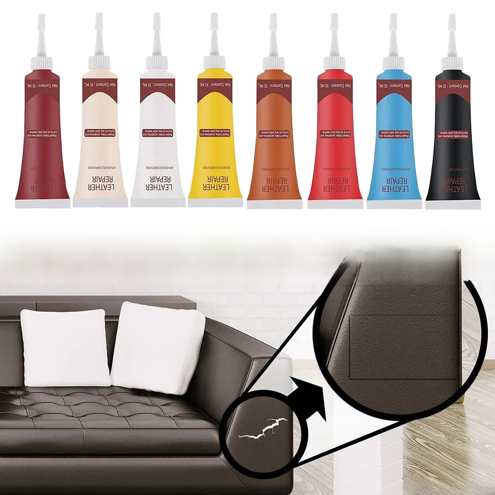 Gel de réparation du cuir, remplissage de couleur, crème de rénovation, siège de voiture, maison, pâte de réparation complémentaire, nettoyant pour cuir