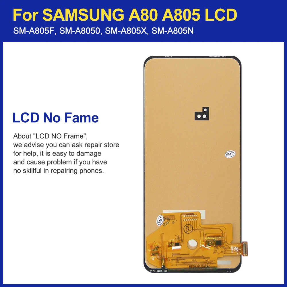 AAA+ For Samsung A80 A805 A805F LCD display Touch Screen Digitizer Assembly with Fingerprint For Samsung A90 LCD