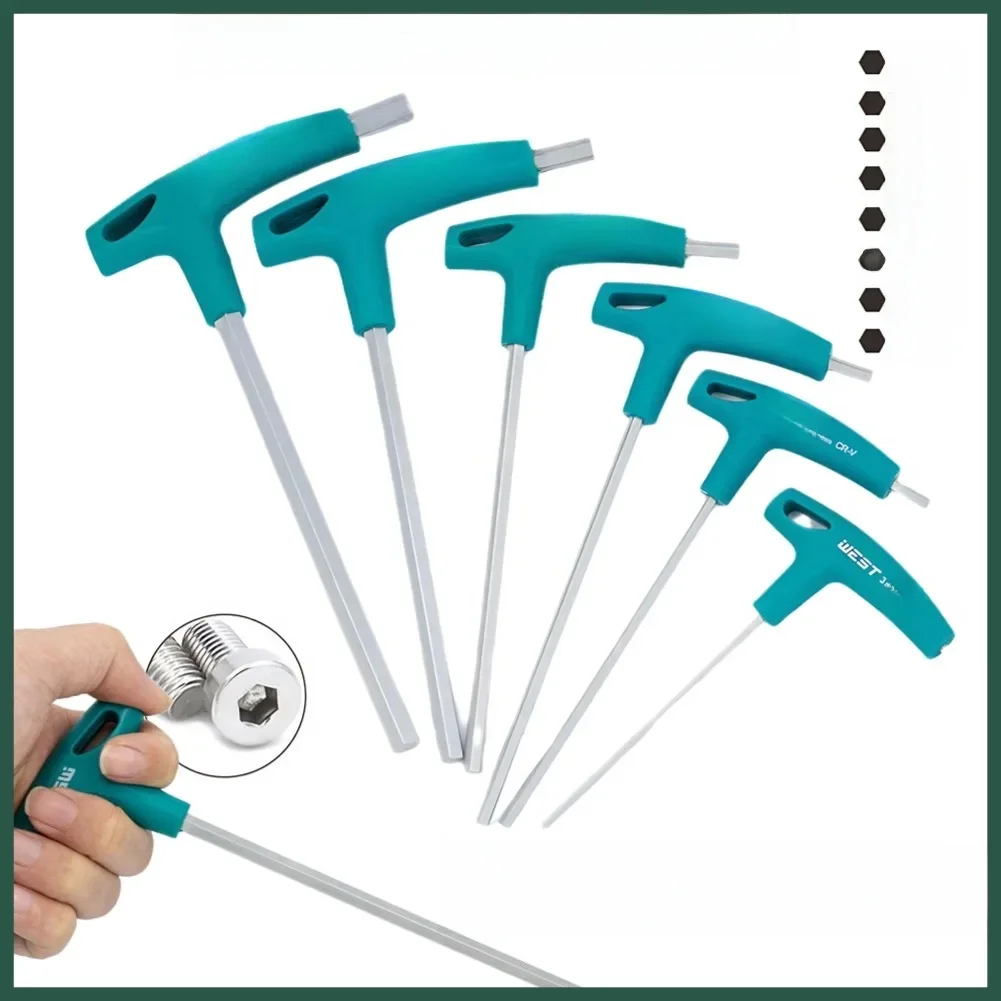 Clé Allen hexagonale professionnelle avec poignée en T 2mm 2.5mm 3mm 4mm 5mm 6mm 8mm 10mm outils de clé hexagonale