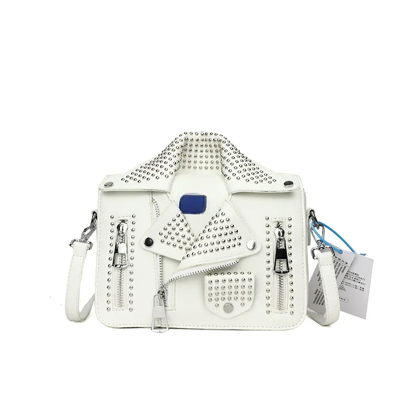 Modna kurtka torby na ramię dla kobiet Hip Hop z ćwiekami Crossbody nowe torebki i torebki luksusowa torba kwadratowa designerska torba — zdjęcie 2