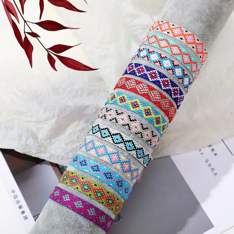 12Pcs/set colorful woven bracelets Bohemian Surfers Beach Party Woven Friendship Bracelet Kit Adjustable Wave bracelet