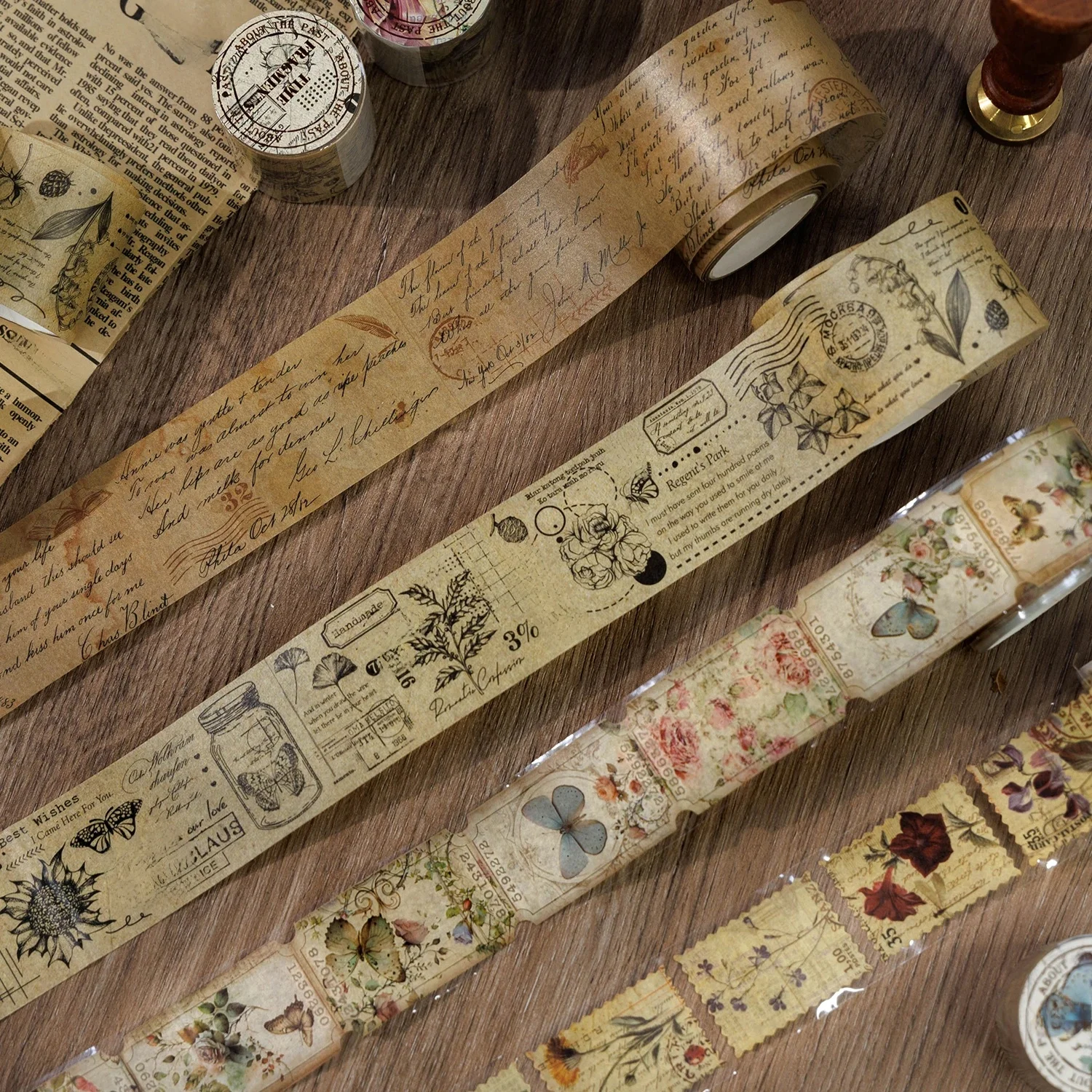 AliExpress 40mm*2m Vintage Washi Tapes 35cm Cycle DIY Scrapbooking Decor Junk Journal Collage Stationery Craft Stickers