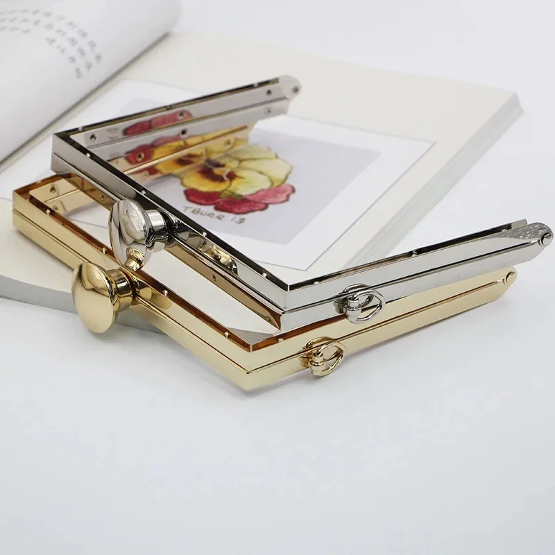 18cm Złoty / Srebrny Kwadratowy Okrągły DIY Torebka I Torby Części Metalowa Rama Torebki Ze Śrubami Obag Wallet Box Clutch Frame — zdjęcie 2