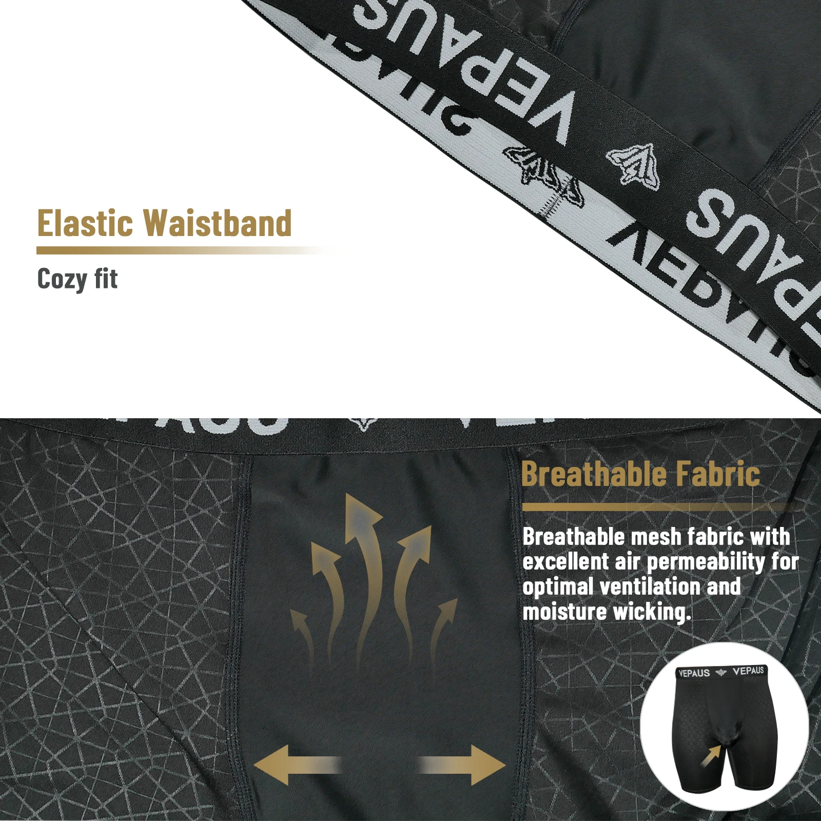 VEPAUS Sportliche Kompressionsshorts für Herren mit schützender Körbchentasche, bedrucktes Design und Performance-Passform für Baseball, Hockey, MMA – Detail 5