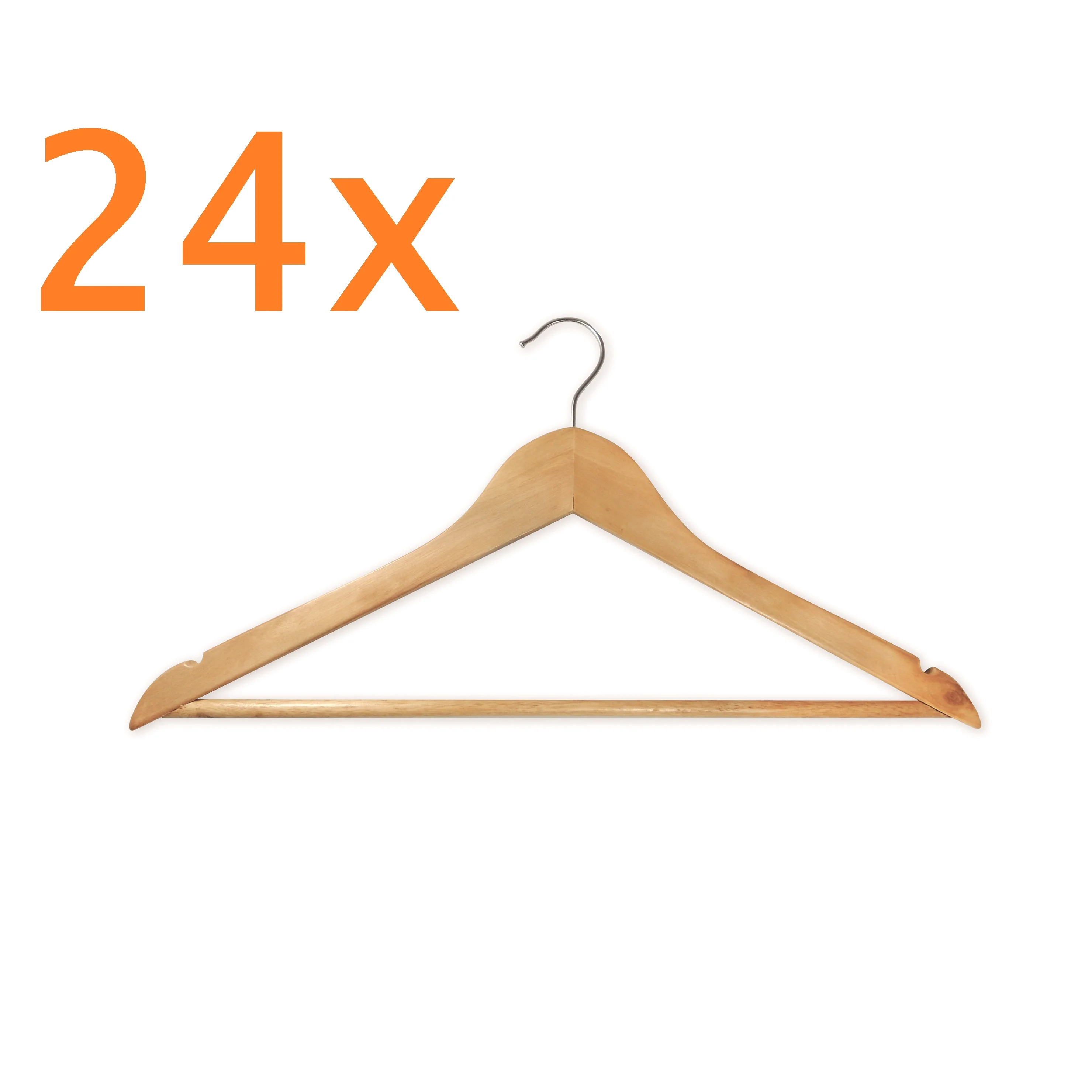 SET JOCCA DE 24 PERCHAS DE MADERA PARA ROPA. GANCHOS SOLIDOS DE ALTA CALIDAD PARA CAMISAS. COLGADOR ANTIDESLIZANTE DE PANTALONES. IDEAL PARA TRAJES, ABRIGOS O VESTIDOS. ORGANIZA EL HOGAR, LA OFICINA O LA TIENDA.