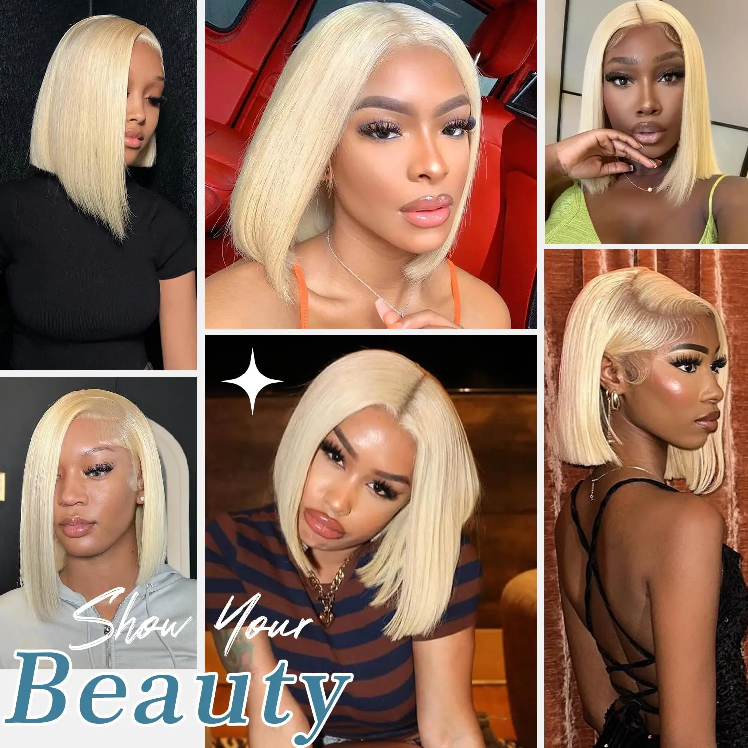 613 Blonde Bob Wig Human Hair Short Straight 13x4 HD Lace Front Glueless Wig Human Hair 613 Blonde Wear And Go Wigs For Woman