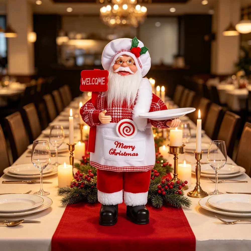 A Christmas chef-themed Santa Claus desktop decoration piece, featuring excellent collectibility and outstanding decorative effe