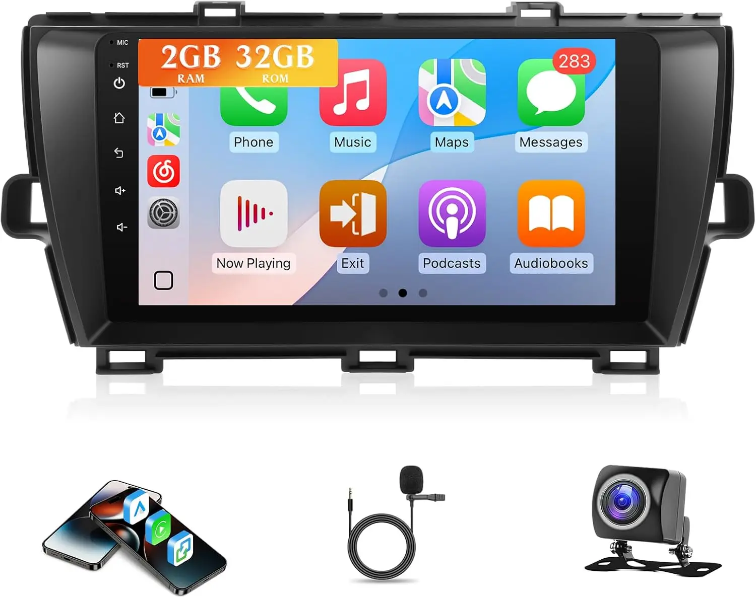 

9-дюймовый сенсорный экран Android-магнитолы с Apple CarPlay и Android Auto для Toyota Prius, GPS, SWC, Wi-Fi, Bluetooth + камера заднего вида (подходит для JBL V)
