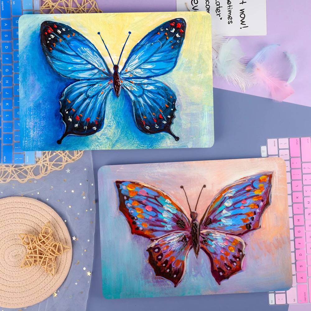 Butterfly print case compatible for MacBook case M4 2024 Air 11 Pro 13 14 15 16 A2338 A3113 A3114 Air 13 A2681 M2 A2337 M1 A2179