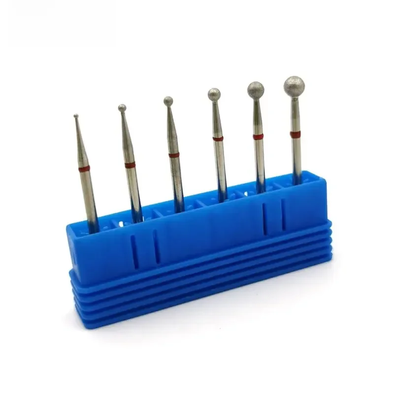 HYTOOS boule diamant forets à ongles 6 pièces/ensemble grain fin rotatif cuticule propre bavure manucure foret Machine accessoires