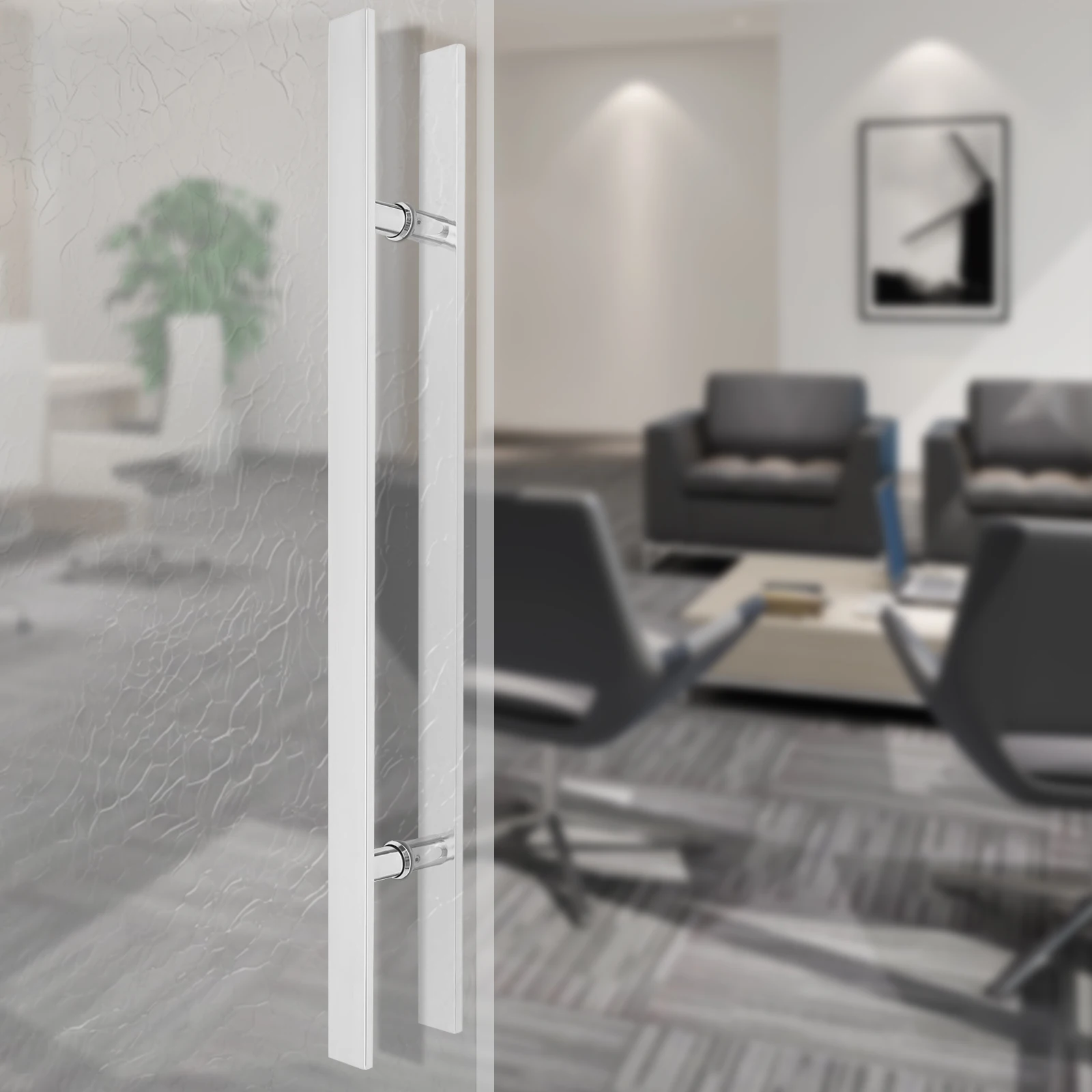 

Двусторонняя дверная ручка из нержавеющей стали, серебряные дверные ручки H-образной формы 31,3/23,43*1,6 дюйма, толщина 0,4 дюйма для входной двери