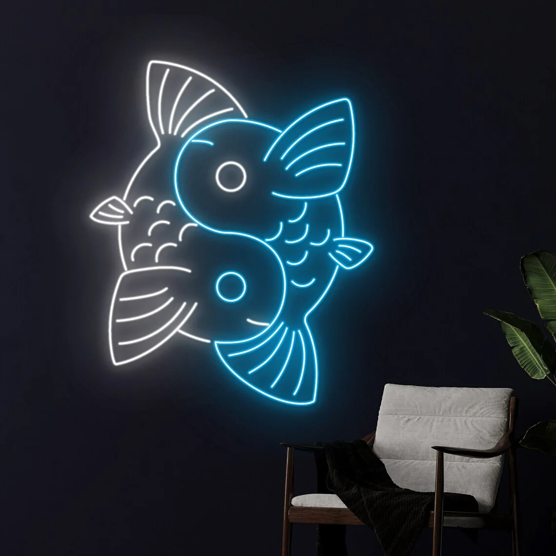 Yin Yang Koi Fish Neon Sign Custom Lucky Sign Wall Art Decor Personalized Birthday Gift for Kids Baby Bedroom Night Neon