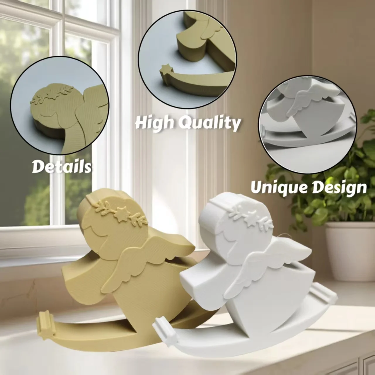 Rocking Angel Figurine, Cute Wobbling Cherub Decor, Aesthetic Desk Ornament for Home Office, Unique Gift for Angel Lovers