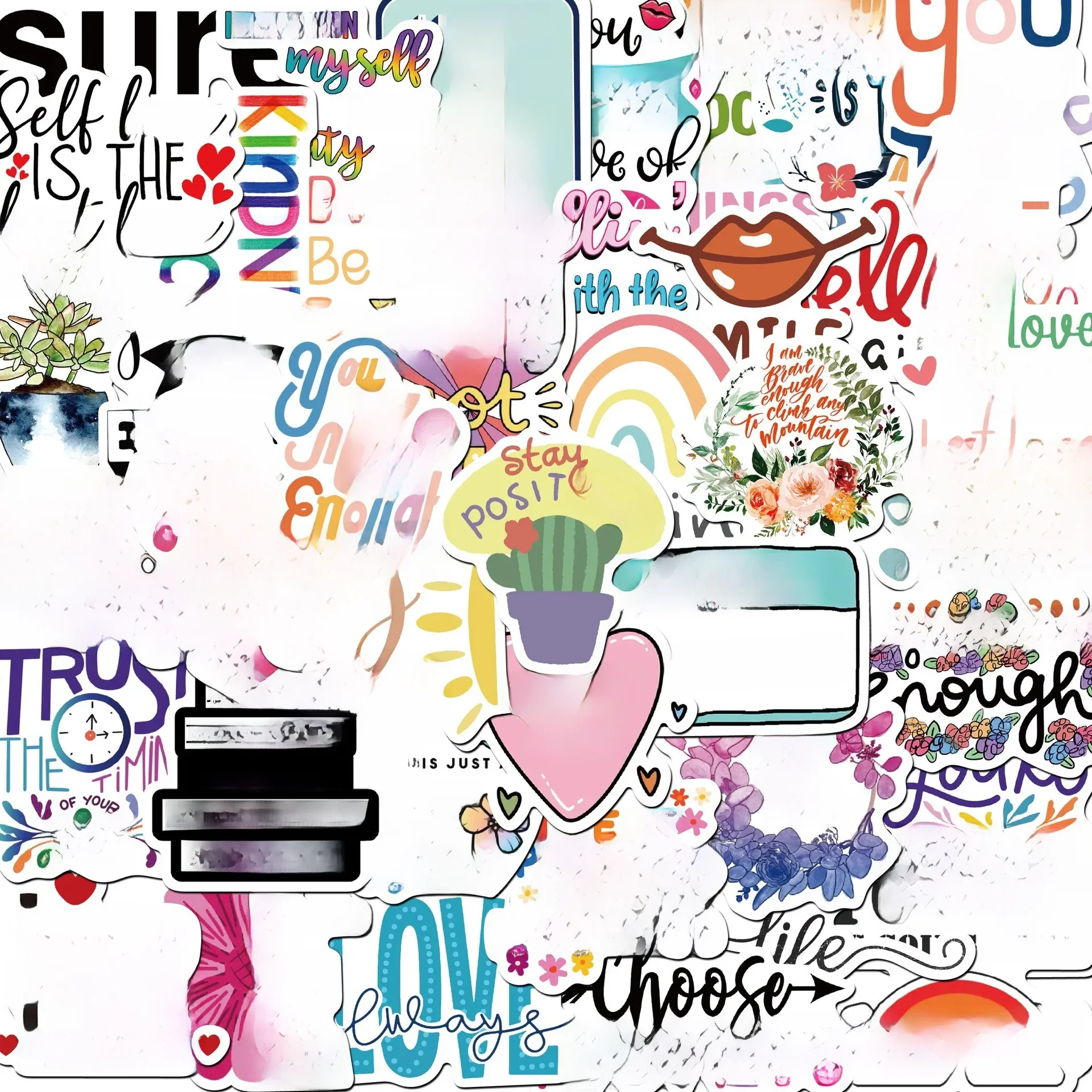 Pack d'autocollants avec citation inspirante, 52 pièces, autocollants positifs pour bouteille d'eau, ordinateur portable, téléphone, casque de Skateboard, cadeaux pour adolescents et enfants