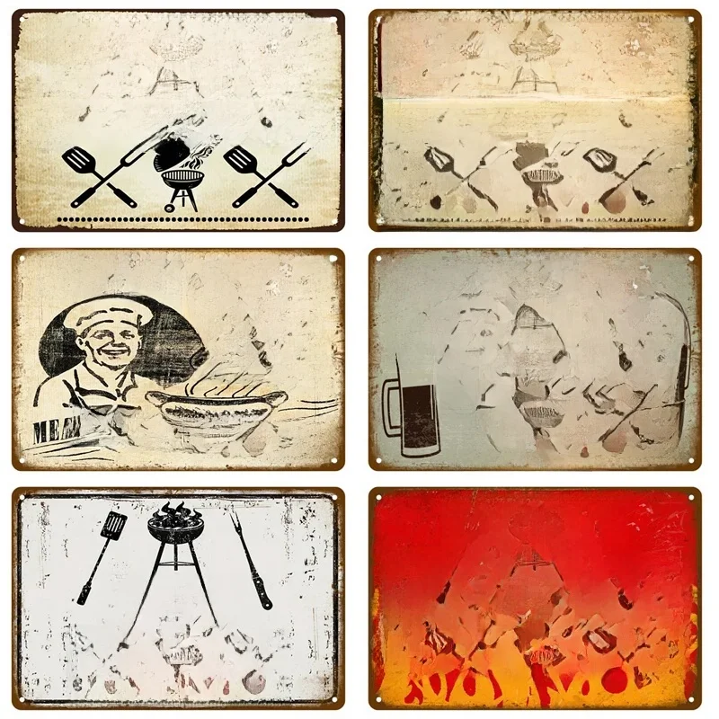 Panneau en étain Vintage pour barbecue de papa, décoration de fête en plein air, Zone de Barbecue, plaque métallique rétro, règles de Barbecue, Slogan, accessoires de décoration