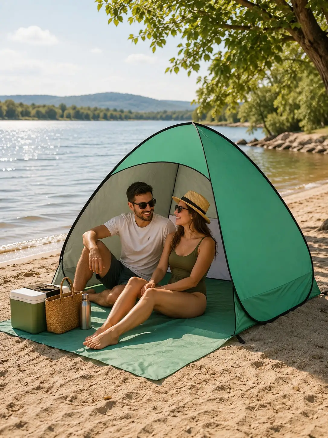 Tenten voor reizigers, enkel- en dubbelwandig, lichtgewicht en draagbaar, perfect voor strandkamperen, gezinsuitstapjes, barbecues, als bescherming tegen de zon en als muggenwerend middel.