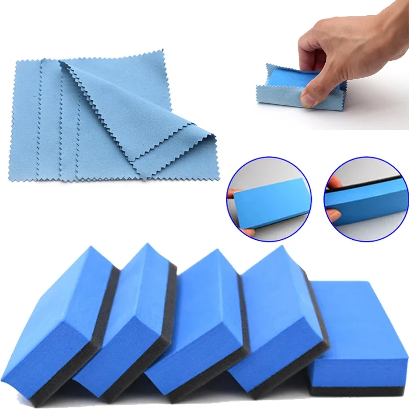 Gąbka do powlekania ceramicznego samochodu Gąbki do powlekania szkła Nano Wosk Niebieska kwadratowa gąbka i ściereczka Szczotka do czyszczenia samochodu — zdjęcie 2