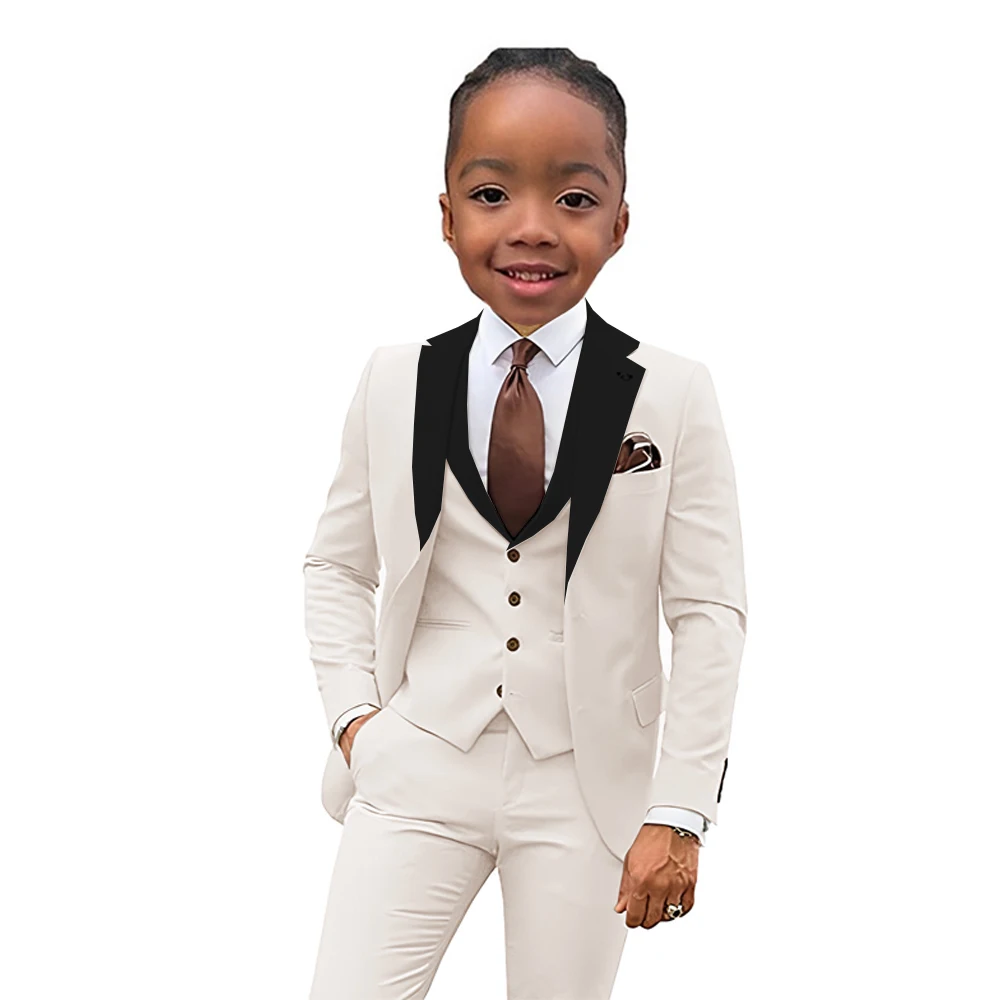 Formal Party Suits Classic Kids Party Outfits Blazer Jacket Trousers School Uniform 3 Pieces White Black Dress