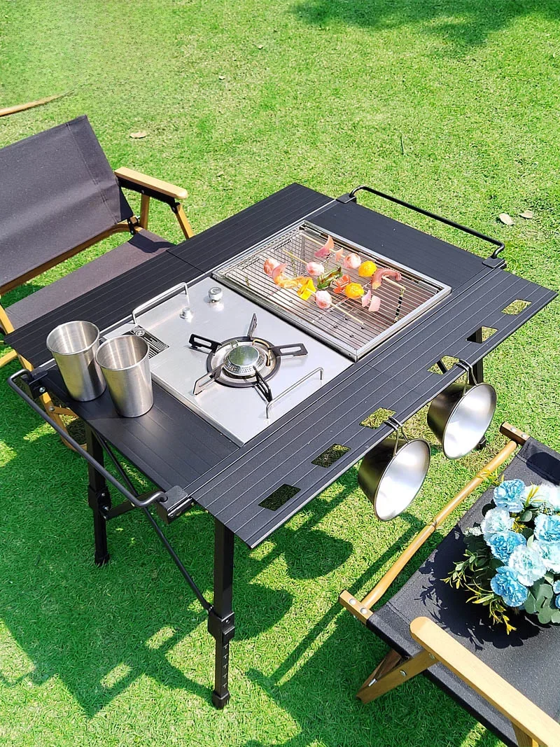 Lohascamping Folding IGT table Lightweight Backpack roll table multifunctional adjustable leg desk Desktop burner bbq table