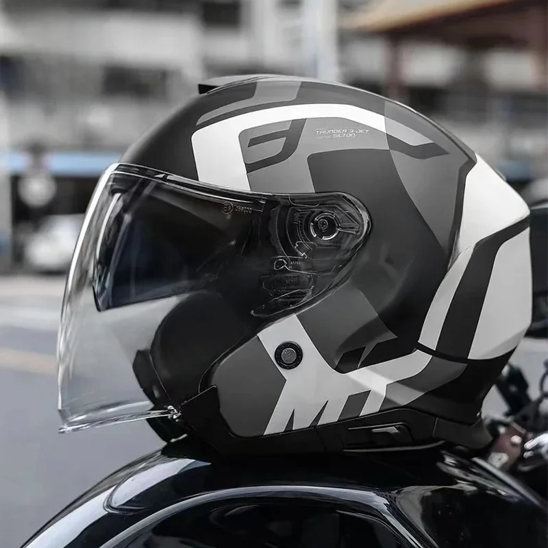 AliExpress Original DOT ECE MT 3/4 Open Face Helmet MT Capacete Motorcycle Helmet THUNDER 3 JET Scooter Bike Half Helmets Cascos Para Moto