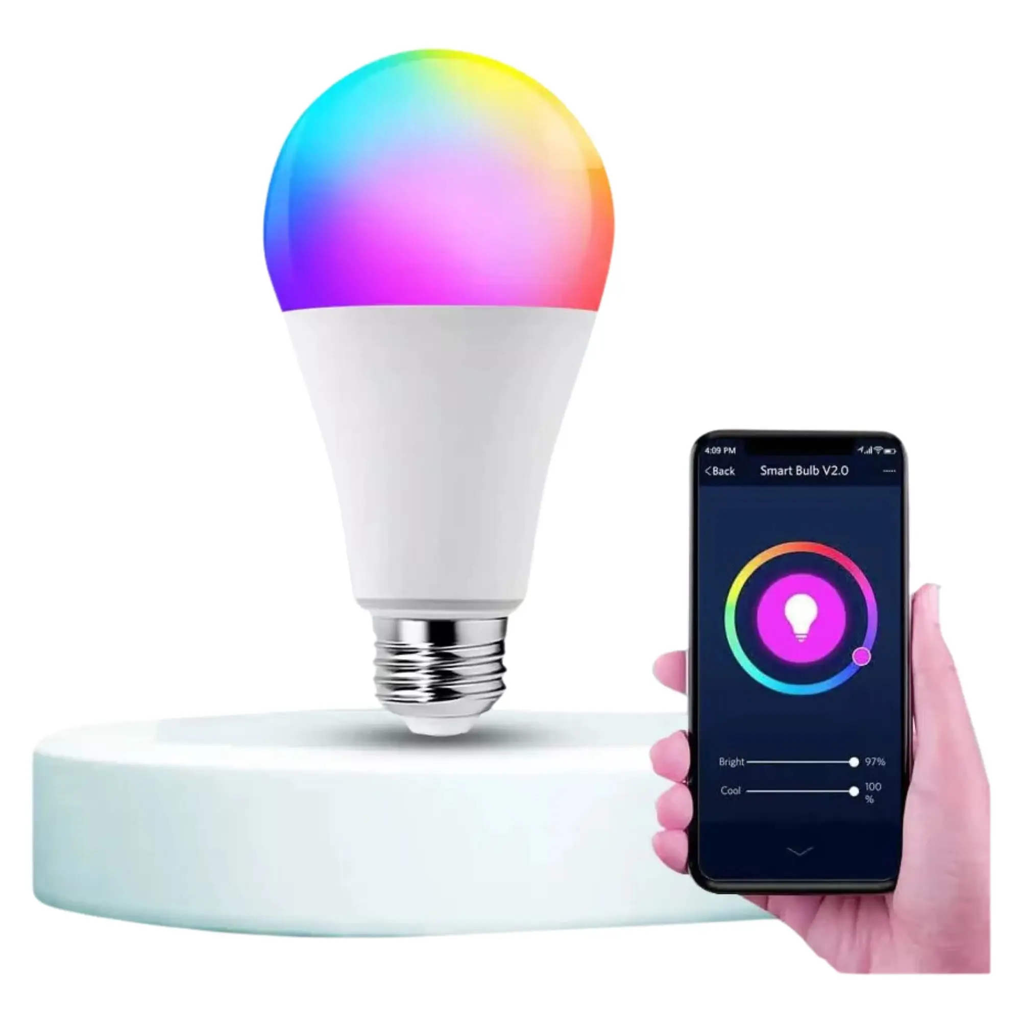 Inteligentne sterowanie reflektorem E27 z aplikacji w trybach światła białego i Rgb